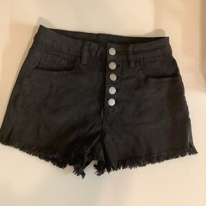 Black Size Small Button-Up Women Fringe Shorts. Preloved